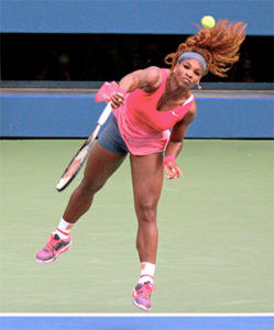 Serena Williams serving at the 2013 US Open